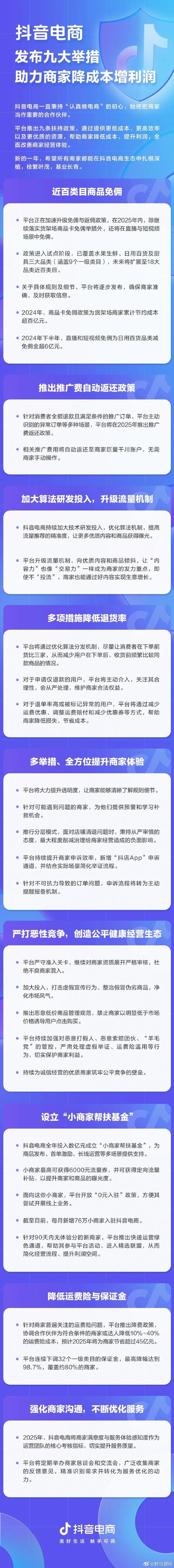 抖音业务下单24小时低价_免佣金政策升级_抖音电商商家扶持计划